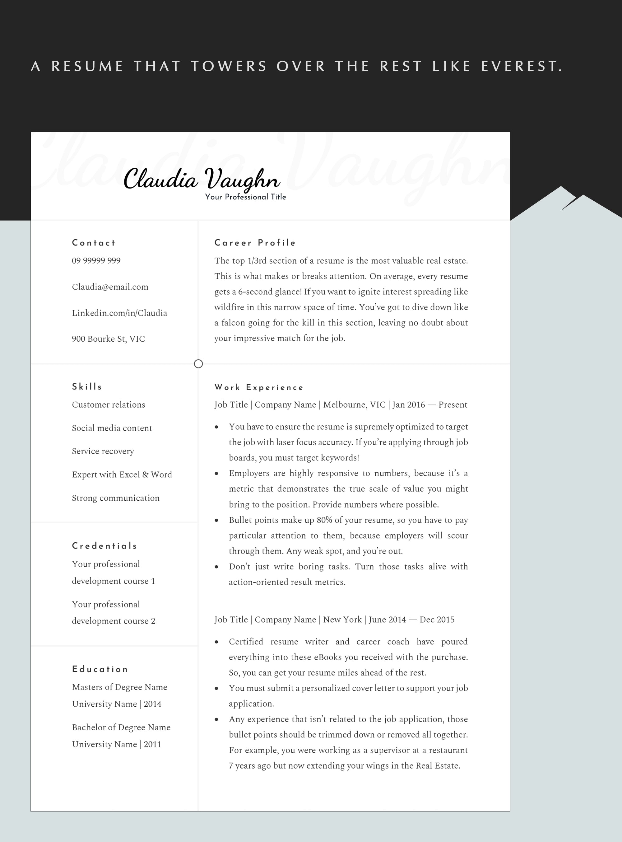 Elegant Resume Template for Teachers & Creative Professionals | Word, Pages, Docs