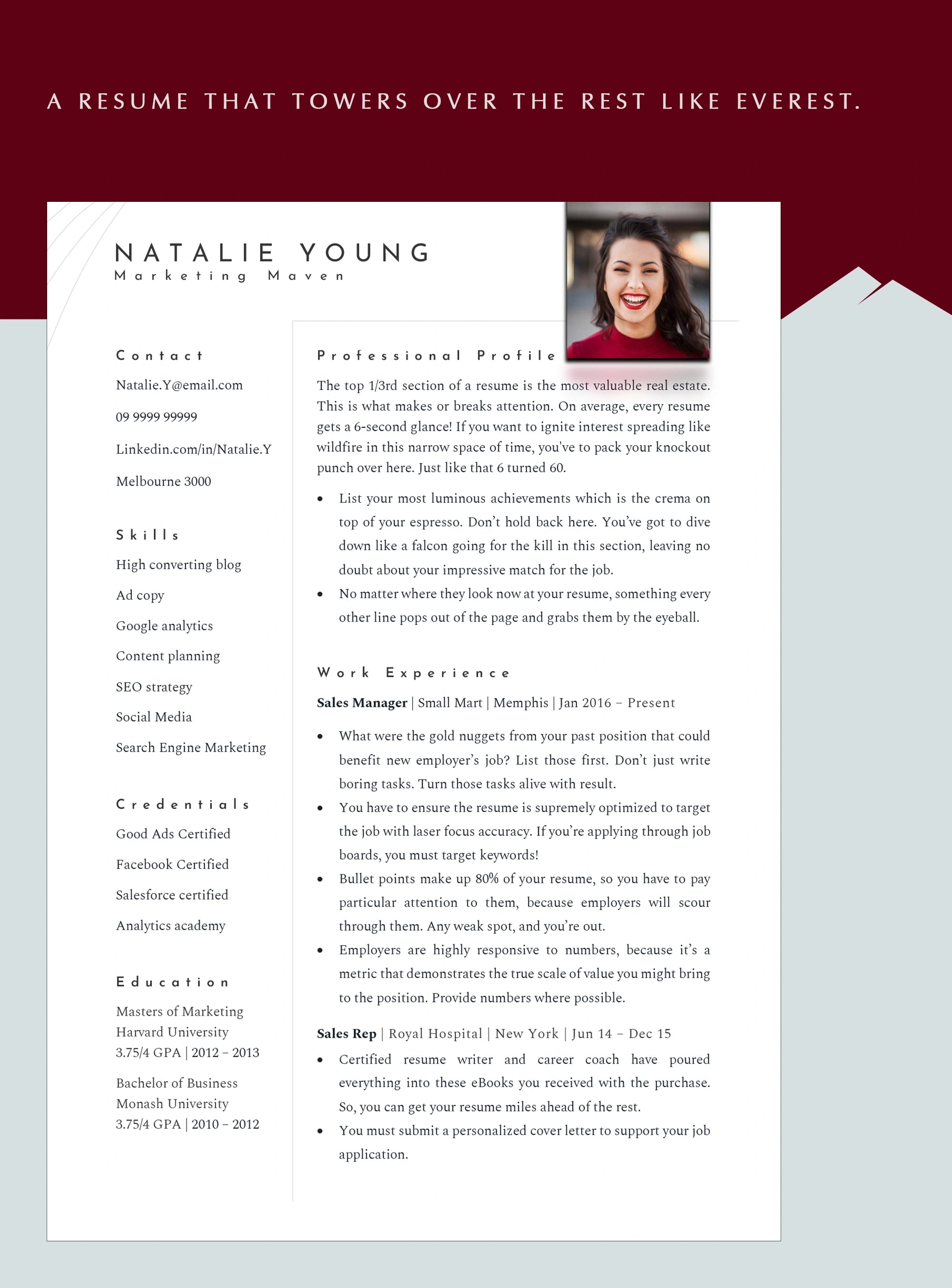 Modern Resume Template for Marketing Professionals ready in Word, Pages & Docs