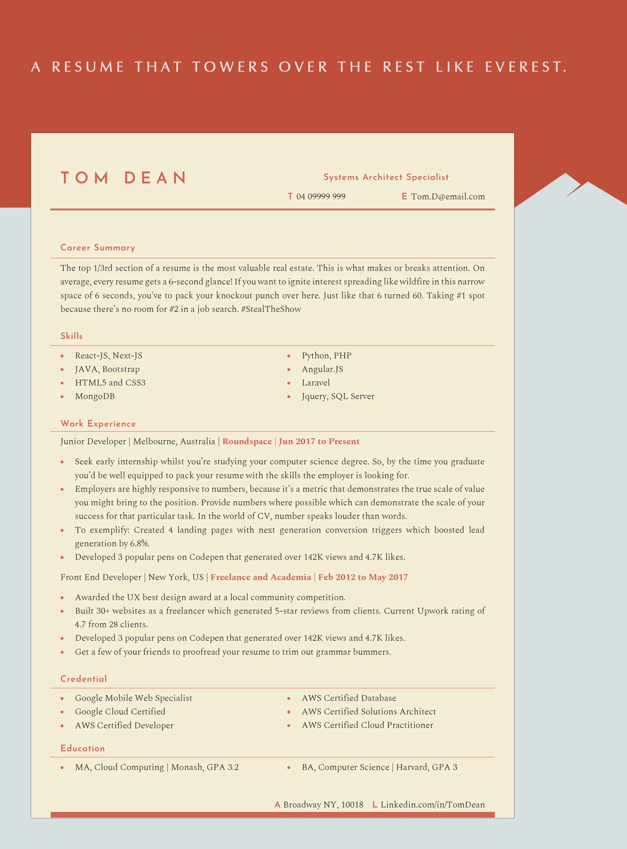 Software Developer Resume Template for Word, Pages, and Docs