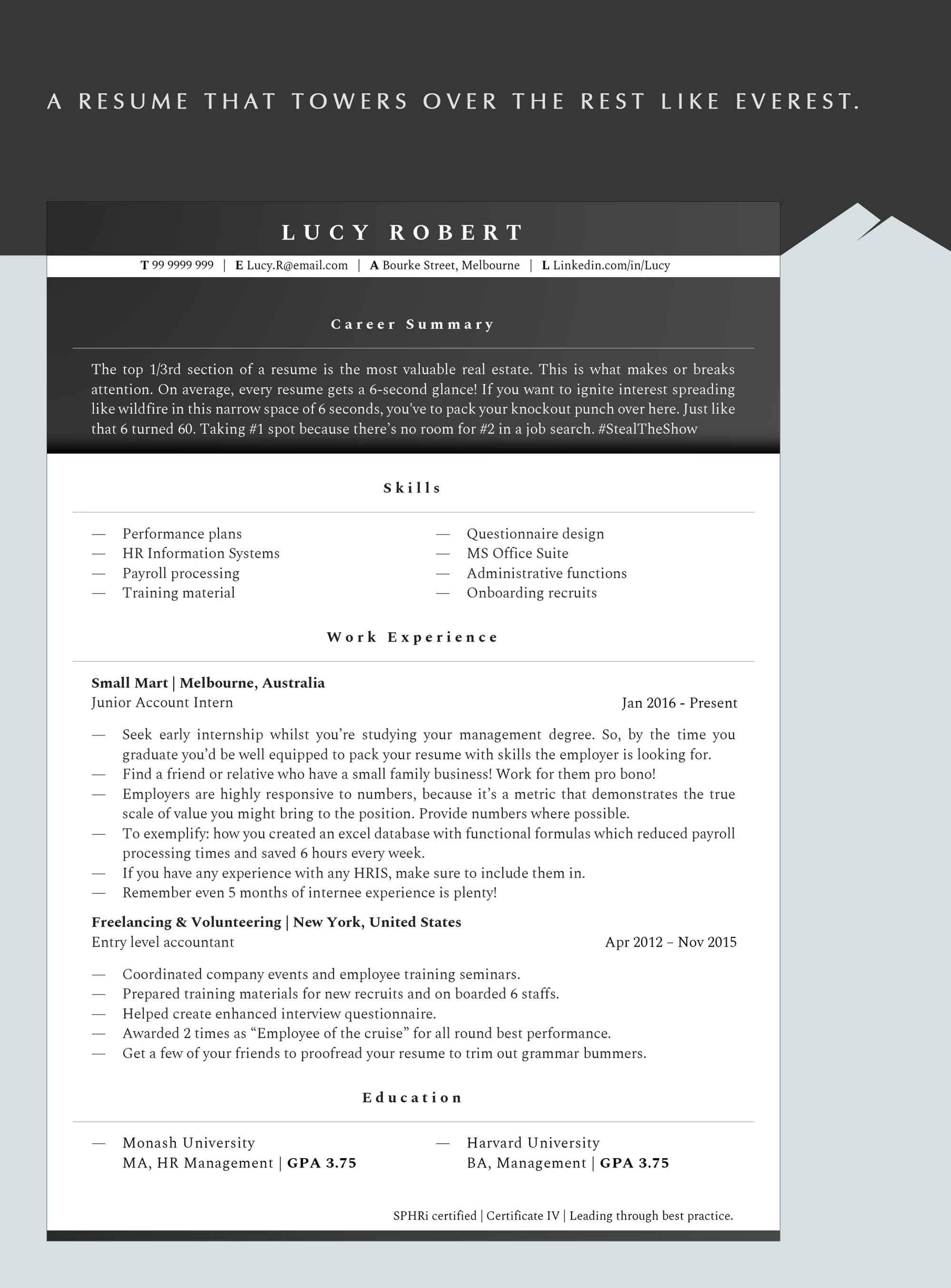 Ultra-Clean Human Resource CV Template for Word, Pages & Google Docs