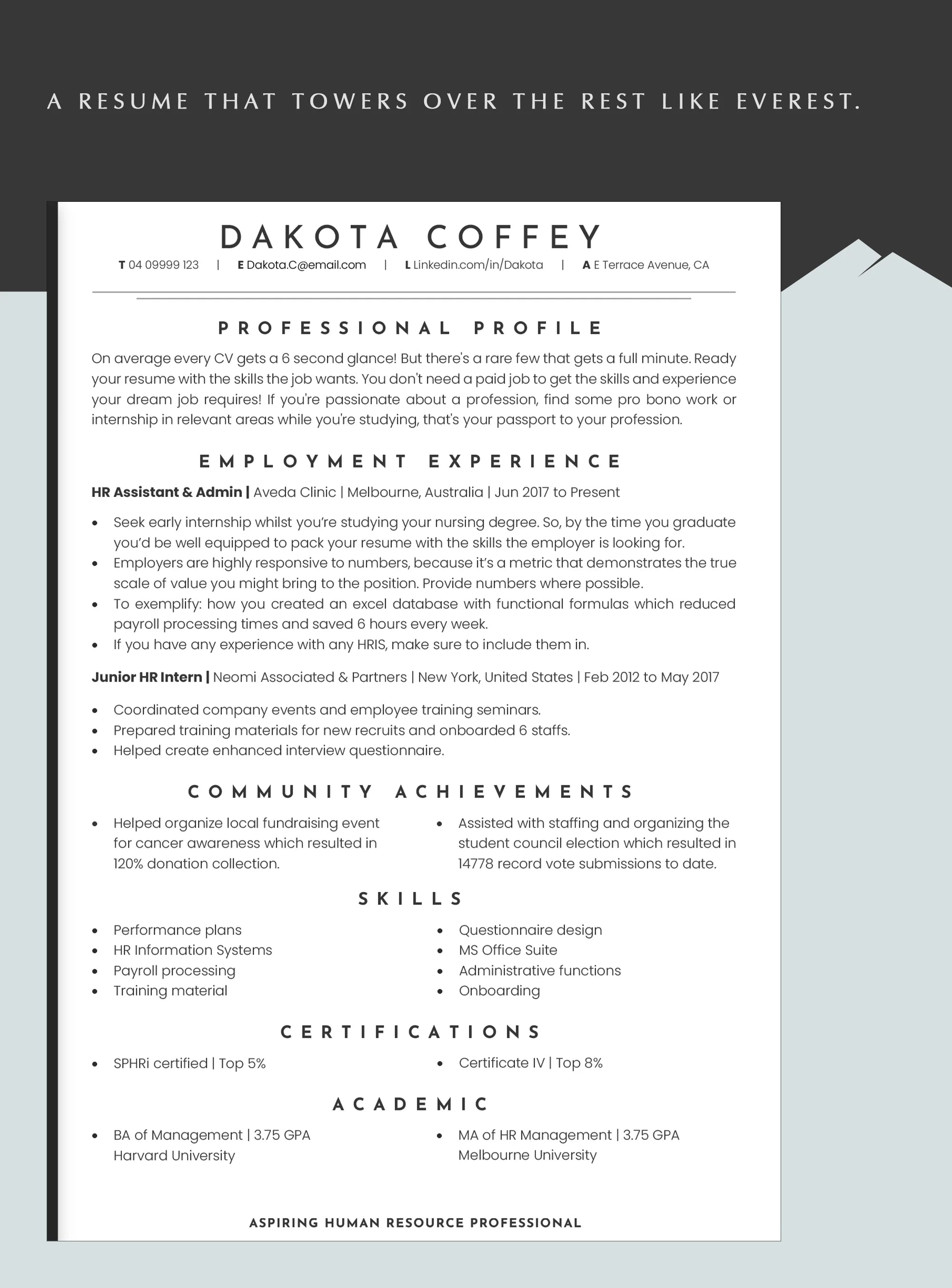 Creative Human Resource Resume Template for Word, Pages & Google Docs