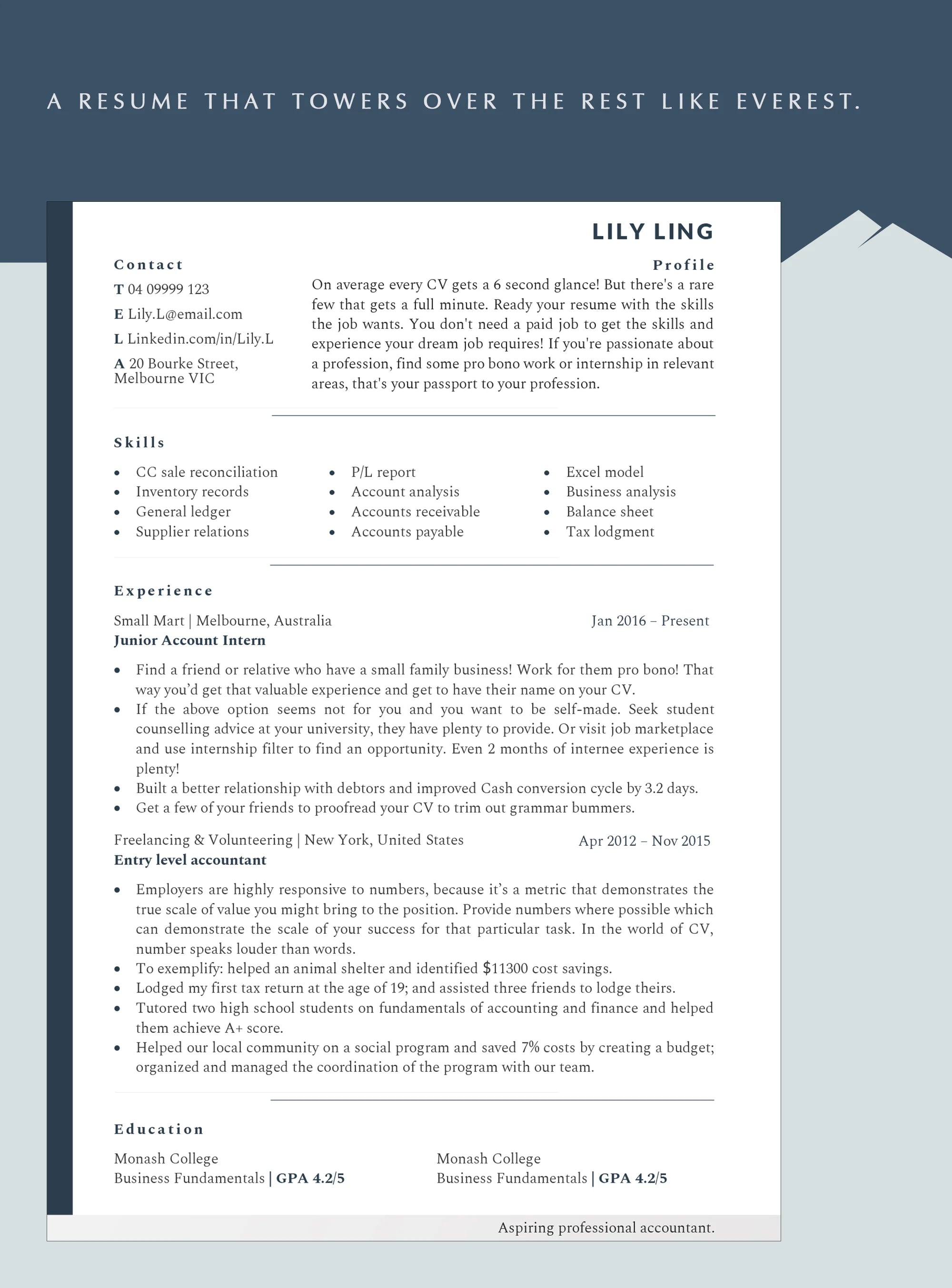 Professional Accountant CV Template For Word, Docs, Pages