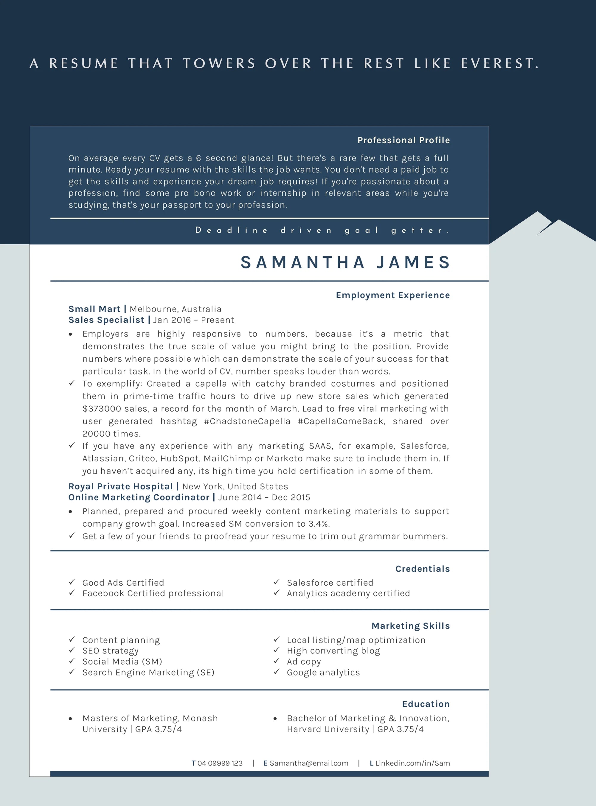 Professional Marketer Resume Template Compatible With Docs, Word & Pages