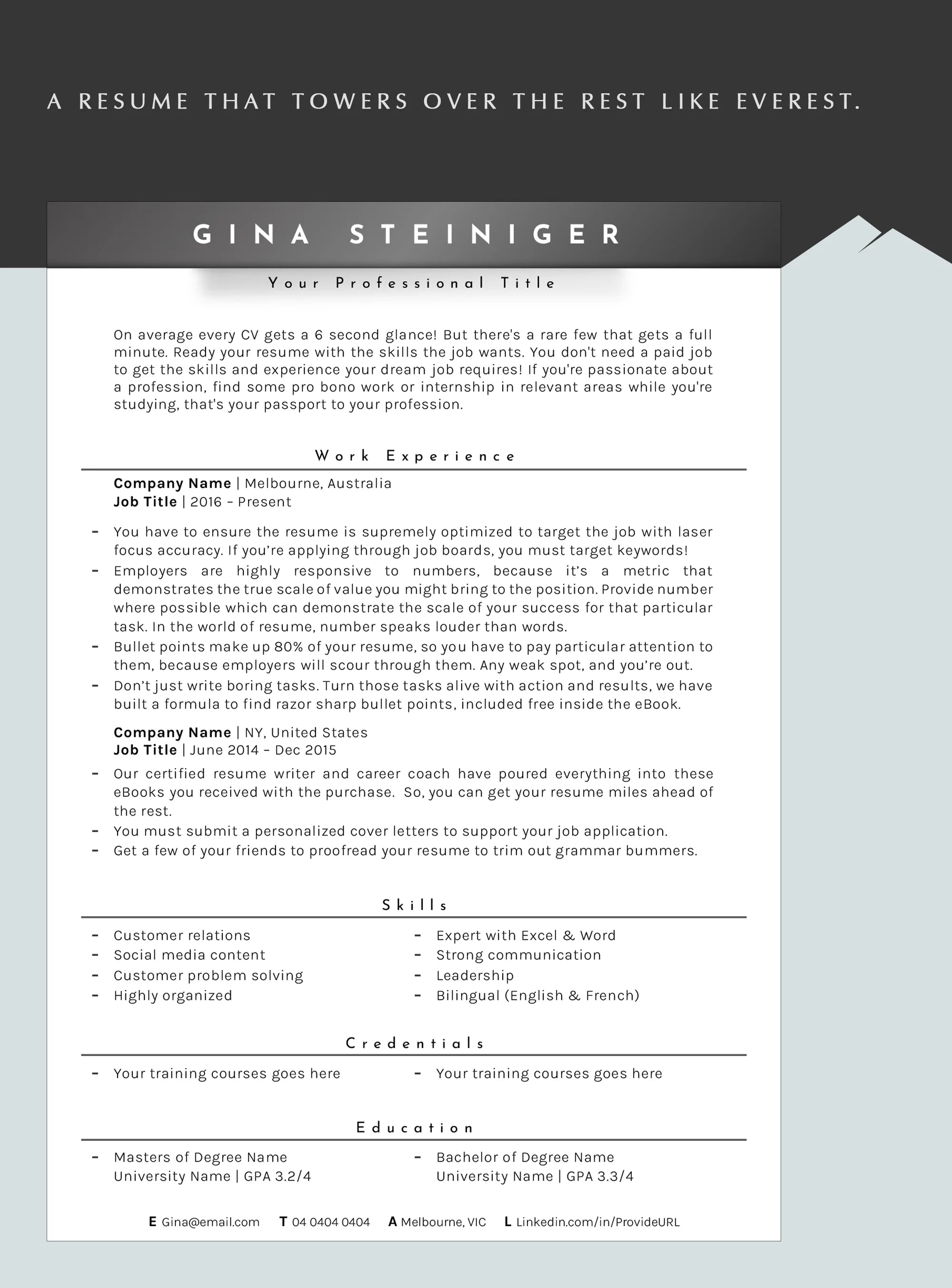 Editable Ultra Clean CV Template Compatible With Word, Pages & Docs