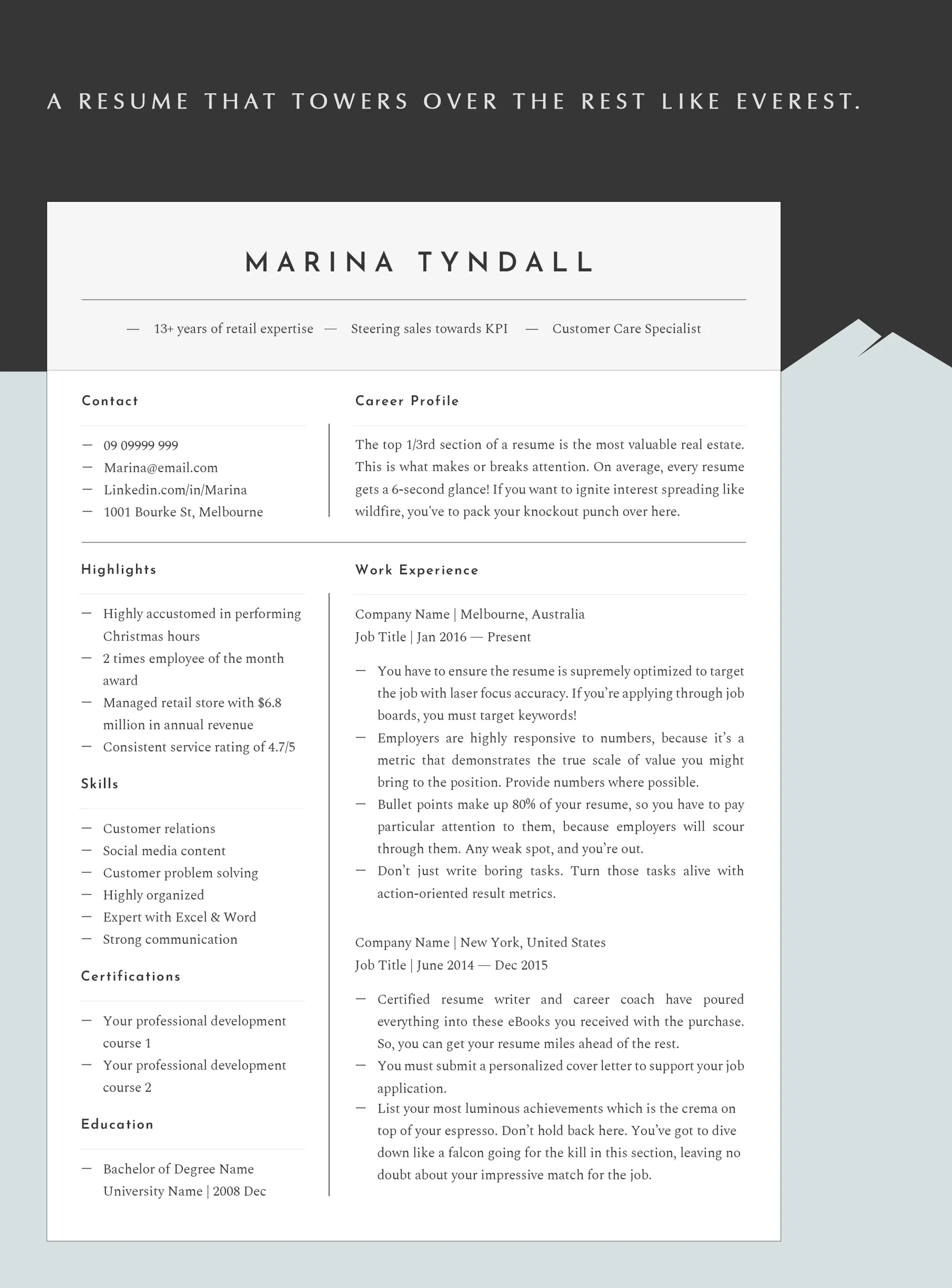 Functional ATS-Friendly resume available in MS Word, Mac Pages & Google Doc