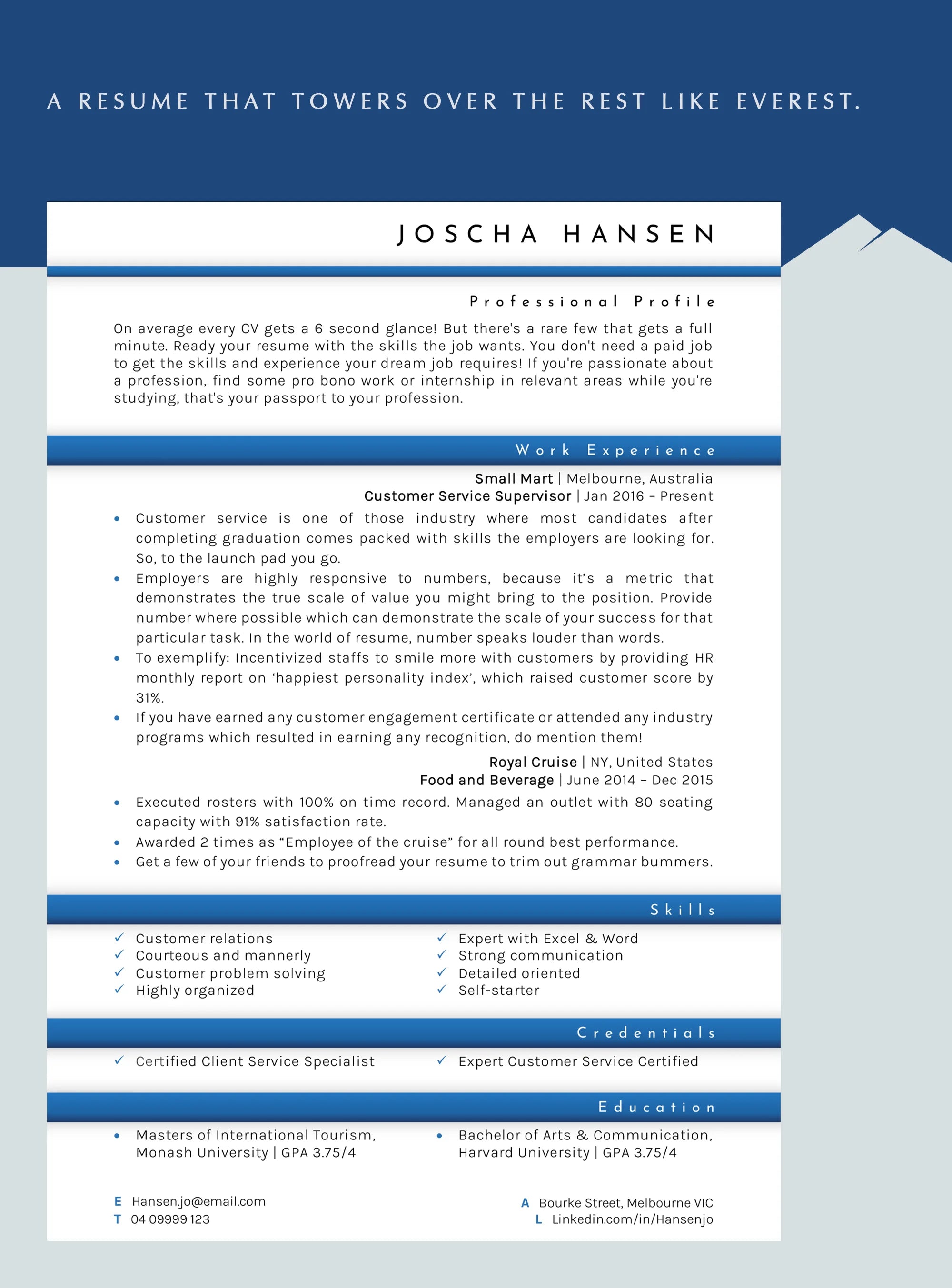 call center cv format