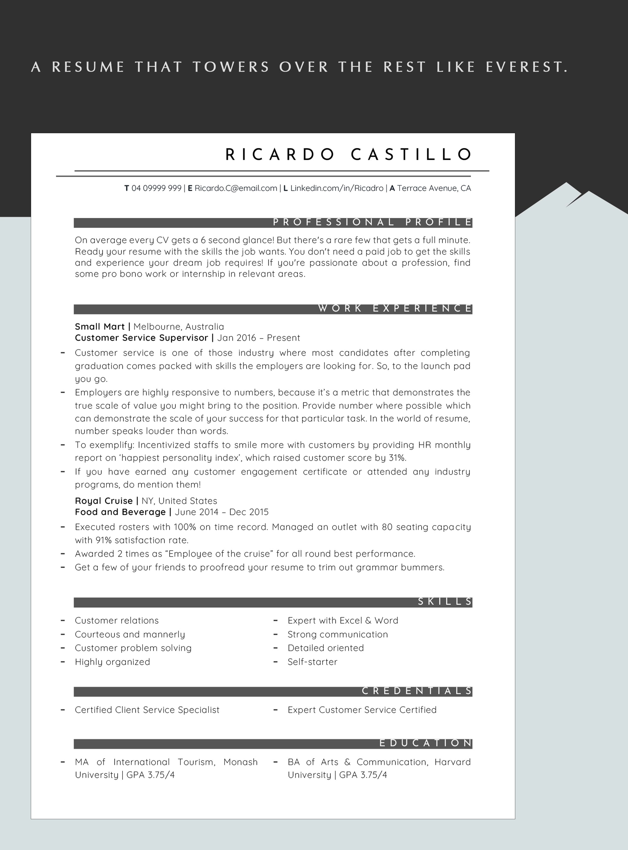 ATS Friendly Customer Support Executive Resume Template Word, Pages & Docs
