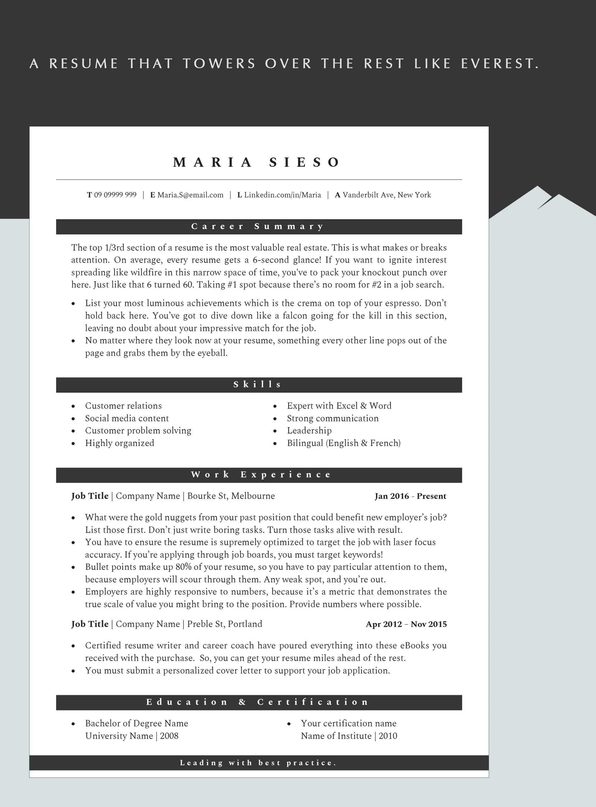 Old but Bold Resume Template ready in Word, Mac Pages & Google Docs