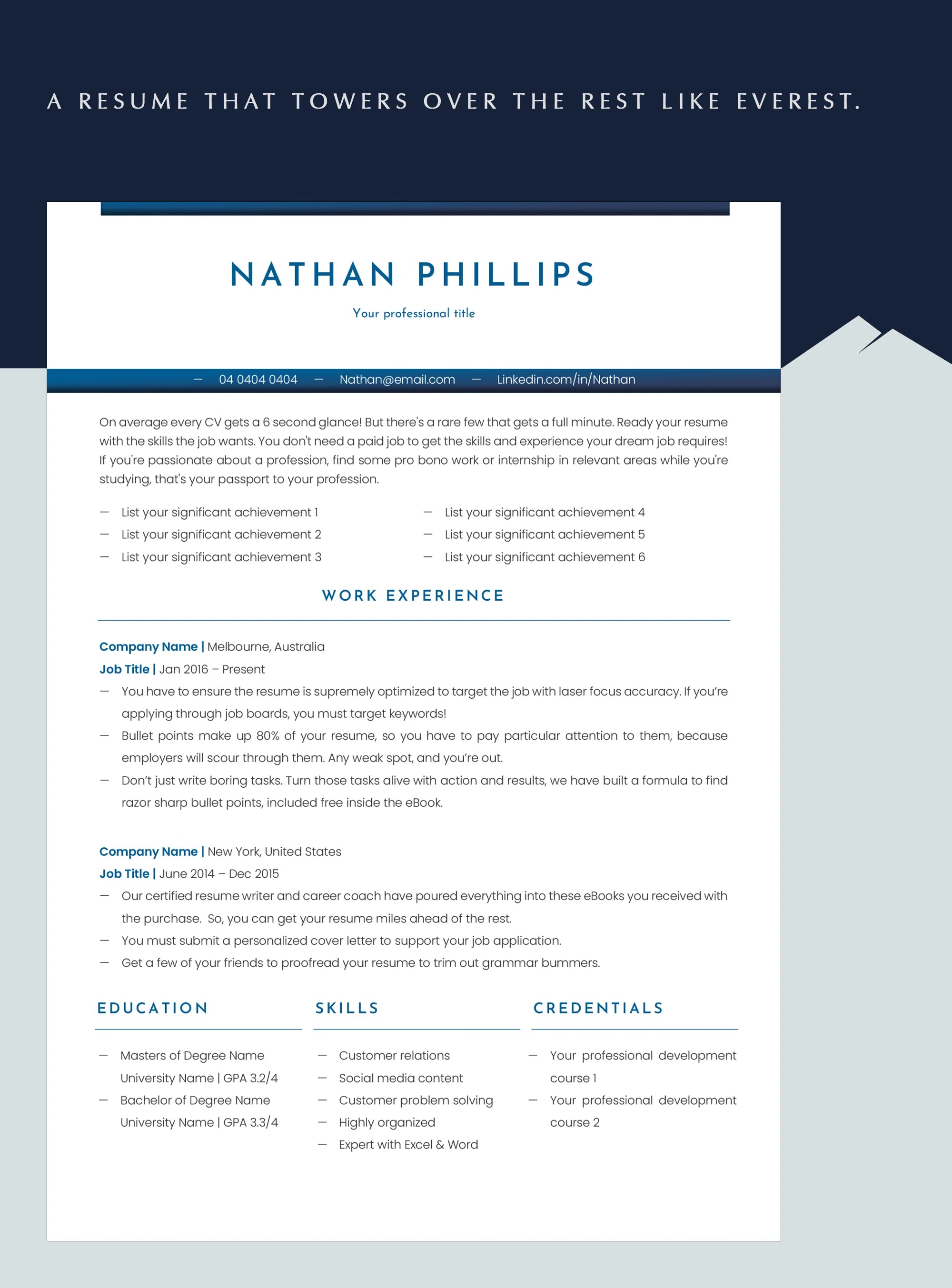 Minimal ATS Compliant Corporate Resume Template for Word, Docs & Pages