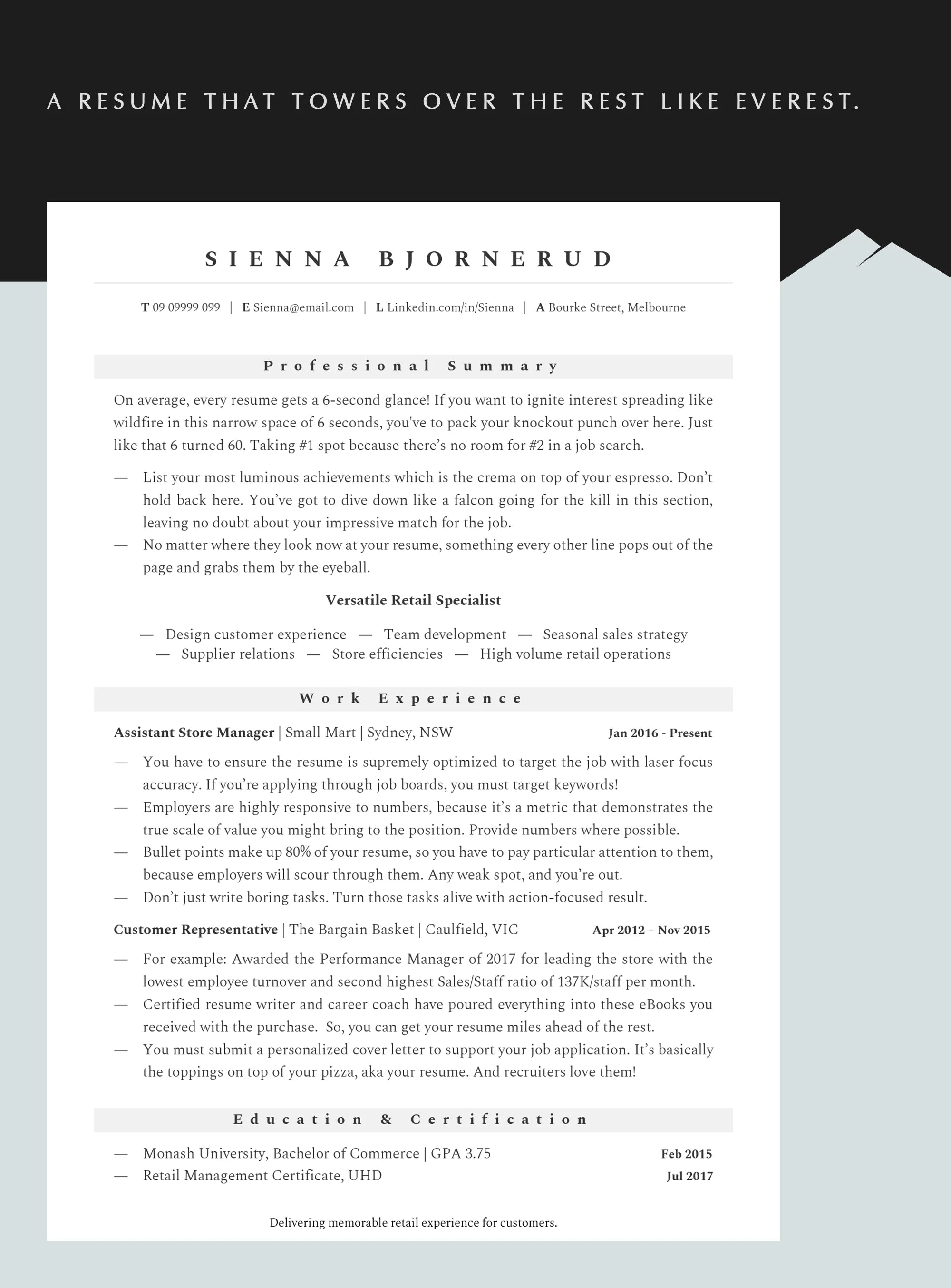 Retail Store Manager Resume Template available in Word, Doc and Pages